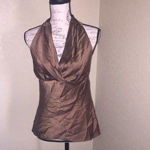 Brown silky halter top
